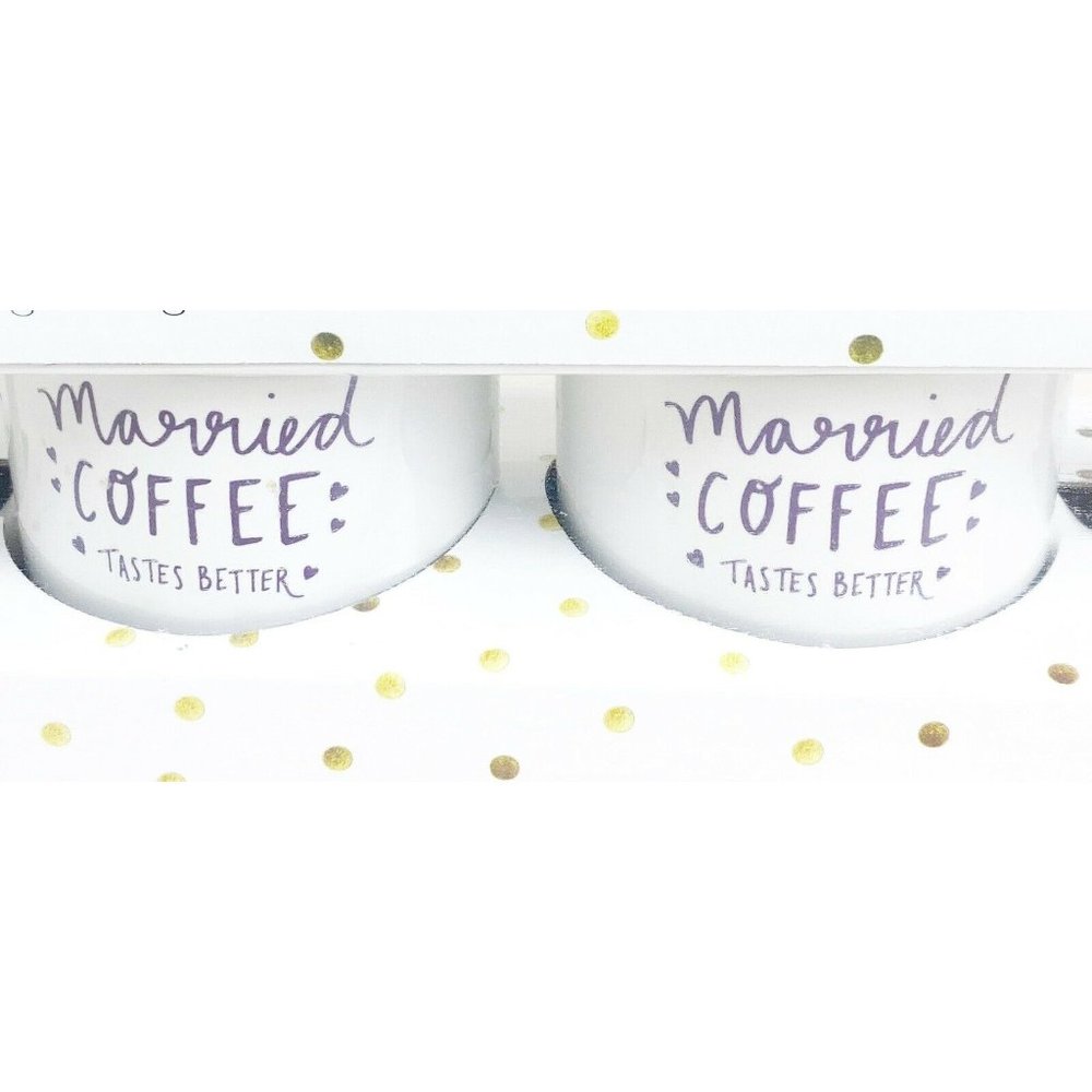 Bed Bath & Beyond Wedding (Set of 2) Coffee Mugs “Married Coffee Tastes Better”